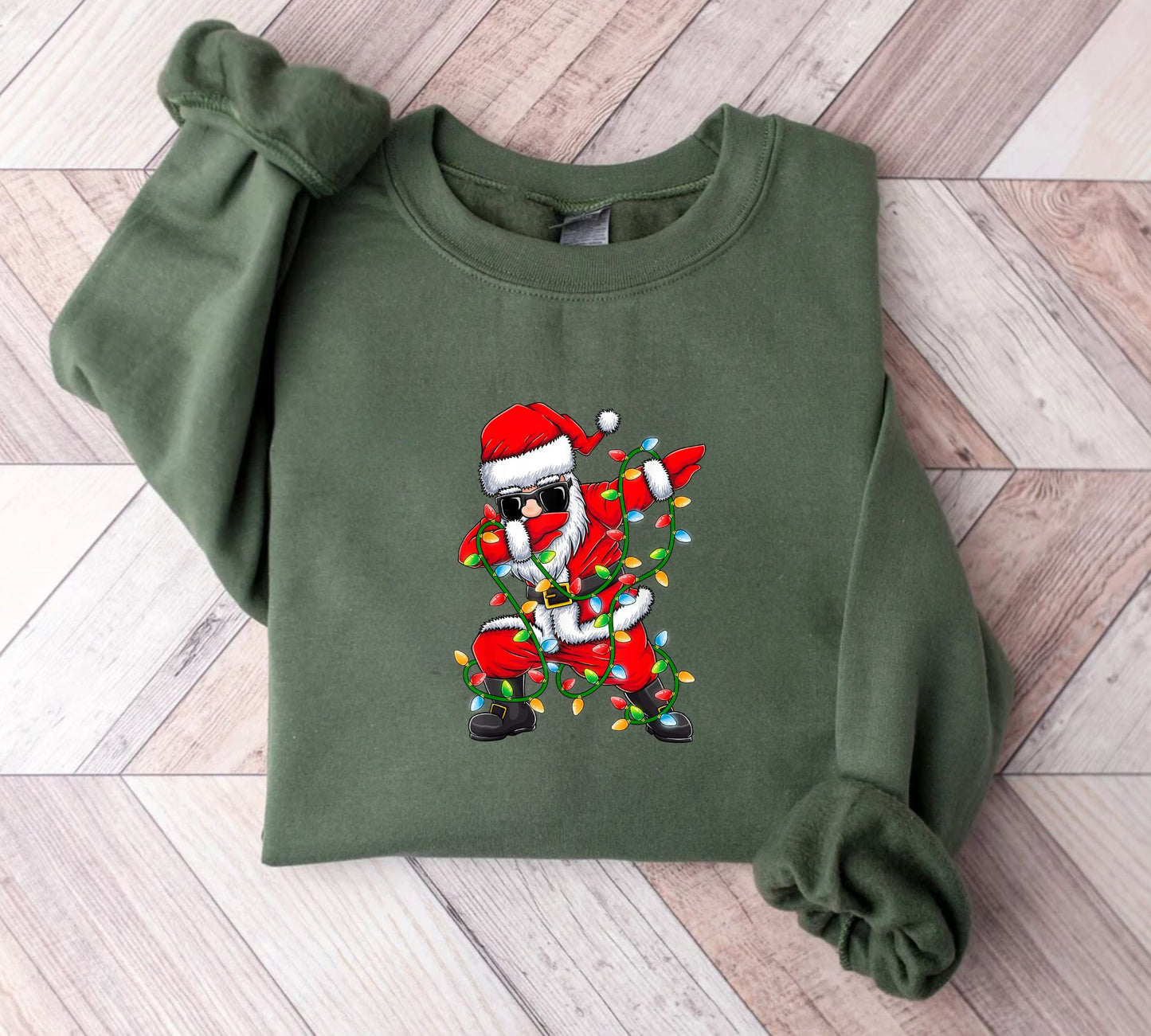 Dabbing Santa Weihnachtslichter Sweatshirt - Lustige Weihnachtsgeschenke