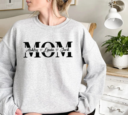 Personalisierter Mama-Sweatshirt mit Namen der Kinder, Individueller Mama-Sweatshirt