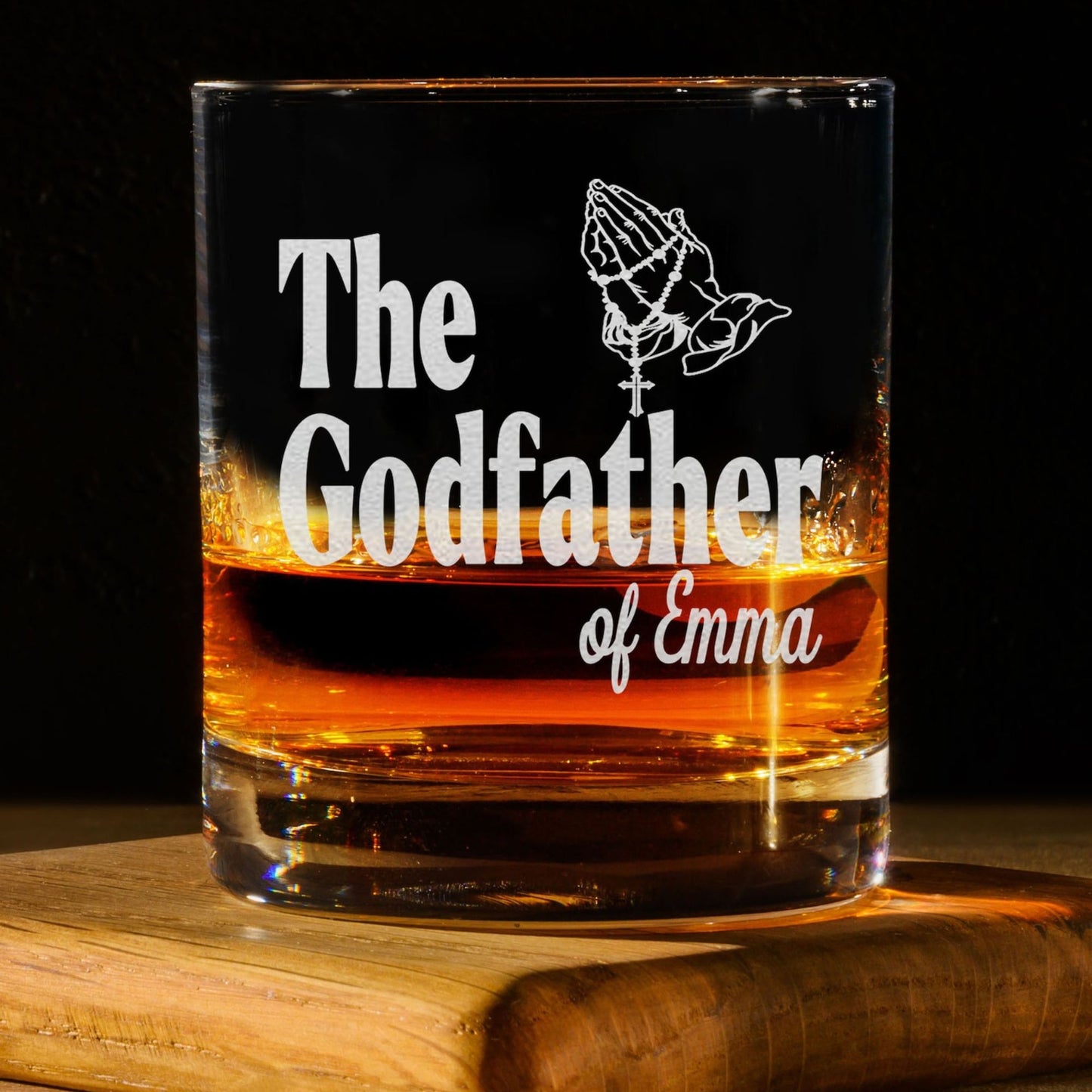 Personalisierte "The Godfather" Whiskeyglas, Besonderes Geschenk für Paten, Geschenk für Vater