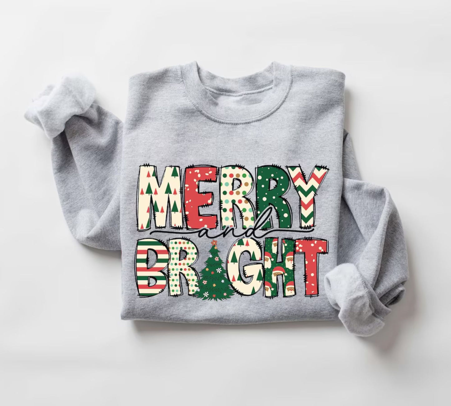 Merry and Bright Sweatshirt - Christmas Sweatshirt for Women