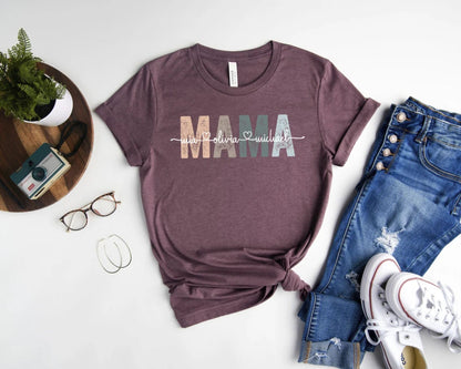 Personalisierte Mama Shirt - Geschenk für Mama, Individuelles Mama Shirt mit den Namen der Kinder