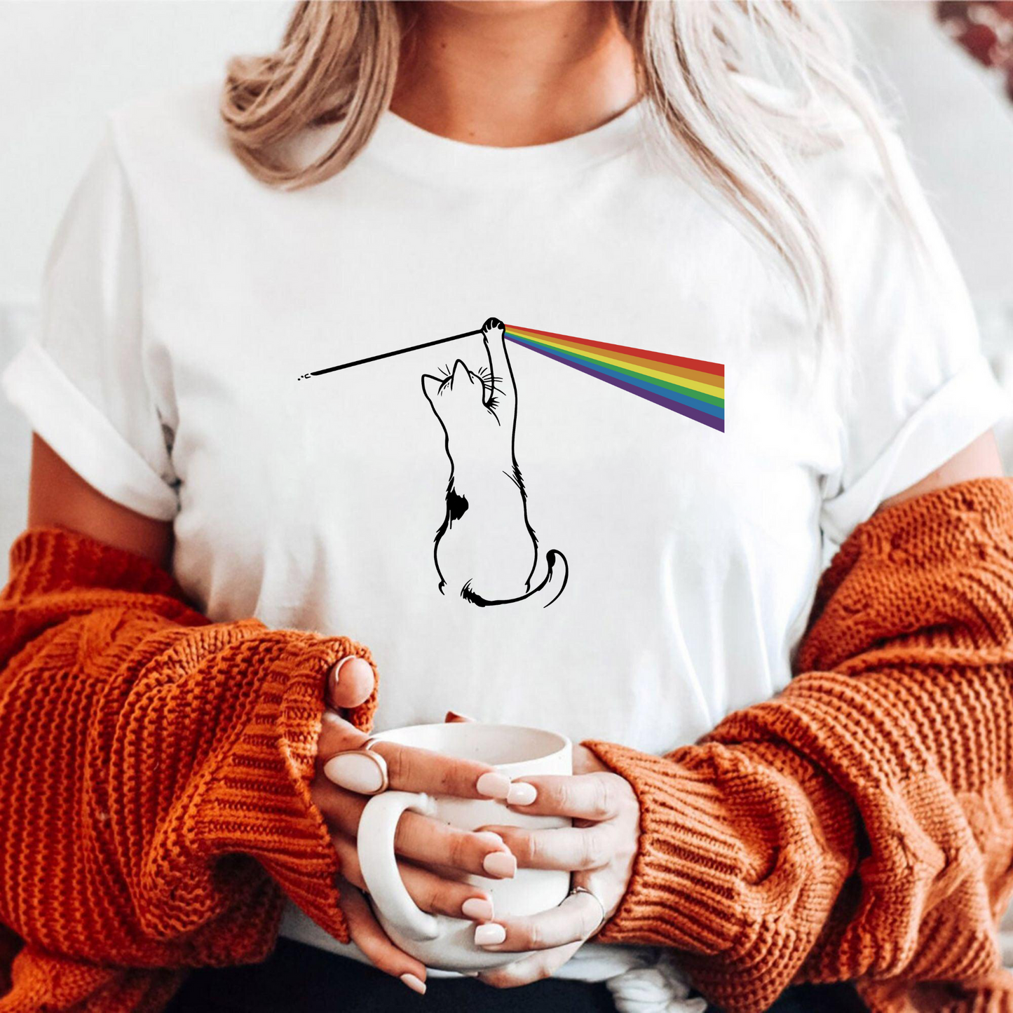 Pink Cat Floyd Musik-Vinyl Lustiges Unisex-T-Shirt - Geschenk für Musikliebhaber