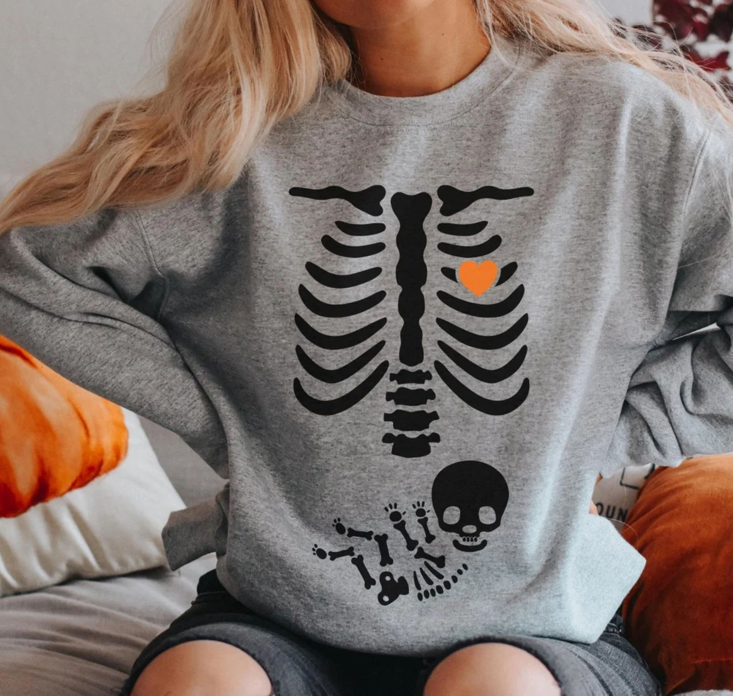 Skelett Halloween Umstandspullover - Geschenk für Mama