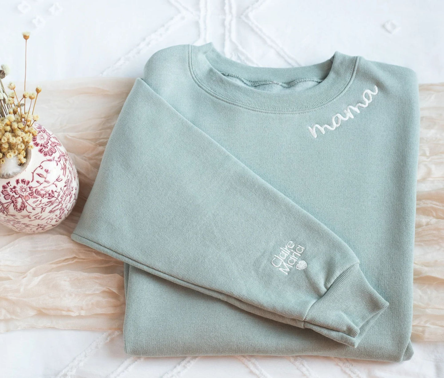 Personalisierter bestickter Mama-Sweatshirt, Mama-Sweatshirt mit Kindernamen