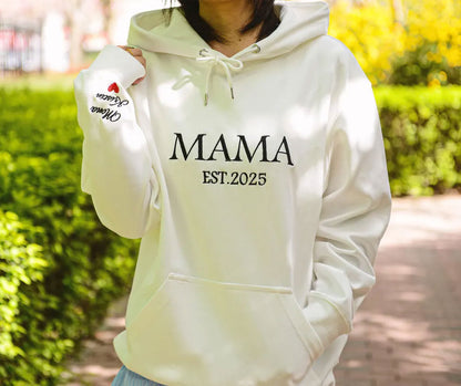 Personalisiertes Mama Sweatshirt Bestickt – Familien Pullover mit Kindernamen