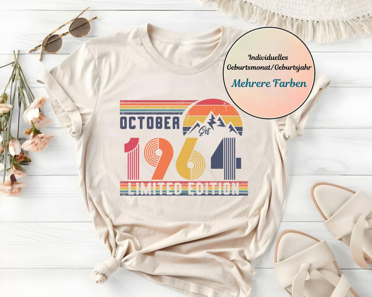 Personalisiertes Retro-Geburtstags-Shirt, 1964 Geburtstags-Sweatshirt Geschenk – Individuelles Geburtstags-Shirt