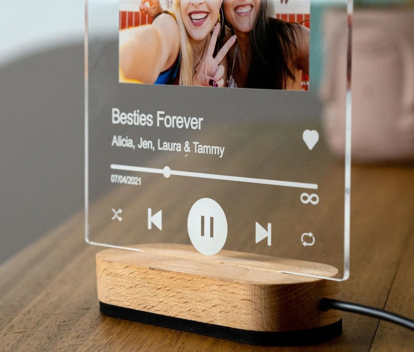 Personalisierte Acryl-Song mit Foto, Geschenk für die beste Freundin