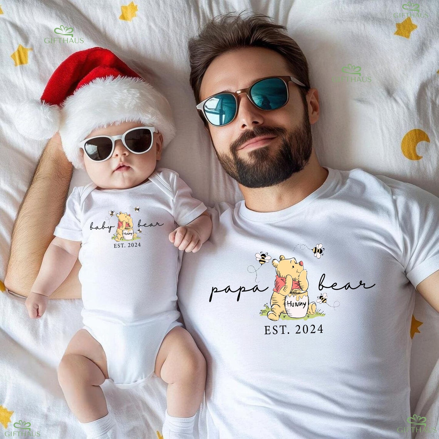 Personalisiertes Est. Mama-Bär, Papa-Bär und Baby-Bär Shirt - Passende Familien-Bären-Shirts