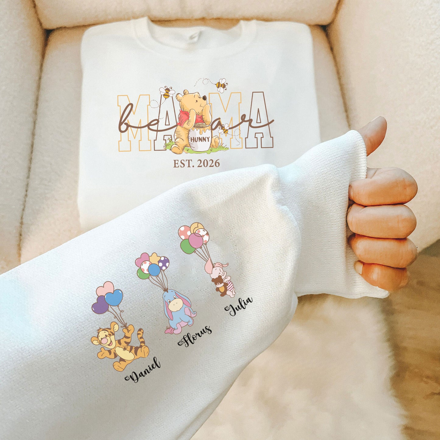 Personalisiertes Mama Bär Sweatshirt mit Kindernamen – Muttertagsgeschenk