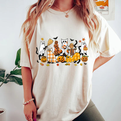 Schwarzes Katzen Halloween Shirt - Geschenk für Katzenliebhaber, Lustiges Halloween Katzen Sweatshirt