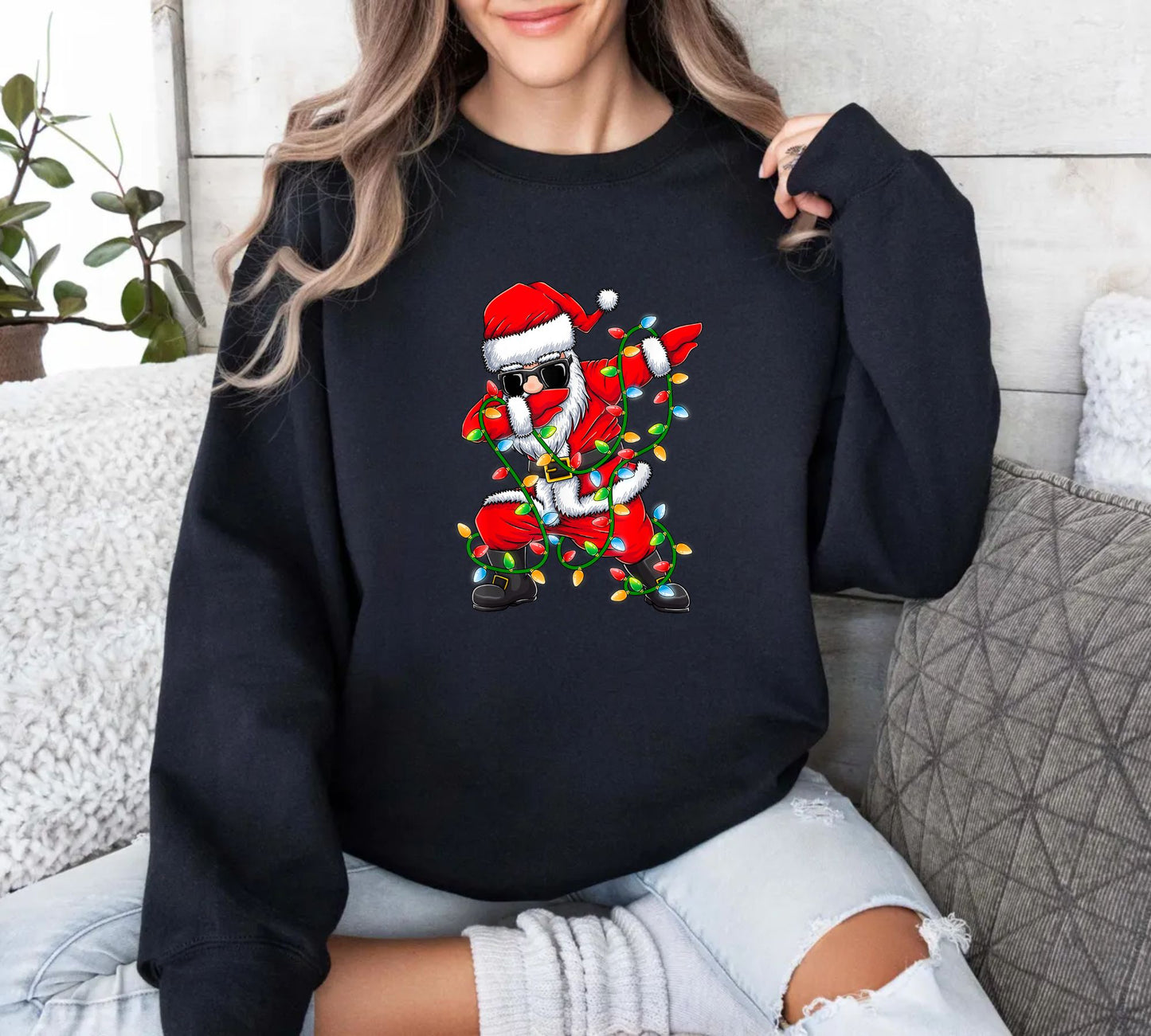 Dabbing Santa Weihnachtslichter Sweatshirt - Lustige Weihnachtsgeschenke