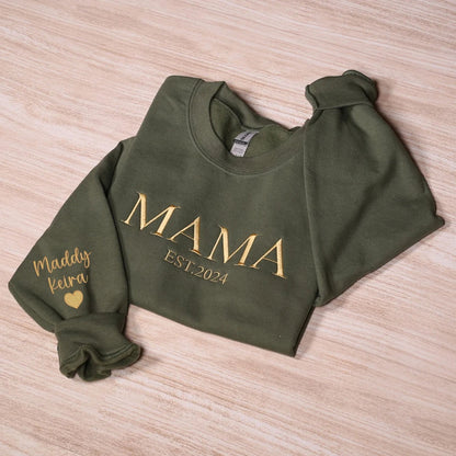 Personalisiertes besticktes Mama Sweatshirt - Geschenk für Mama