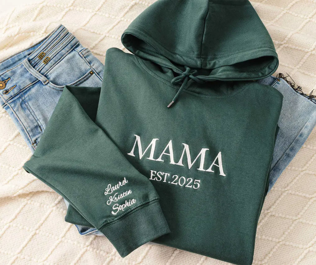 Personalisiertes Mama Sweatshirt Bestickt – Familien Pullover mit Kindernamen