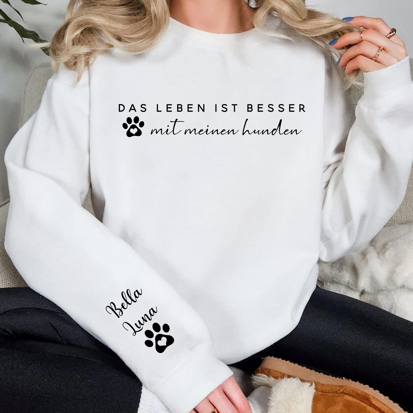 Das Leben ist besser mit meinen Hunden – Sweatshirt & Hoodie – Personalisiertes Geschenk für Hundemamas