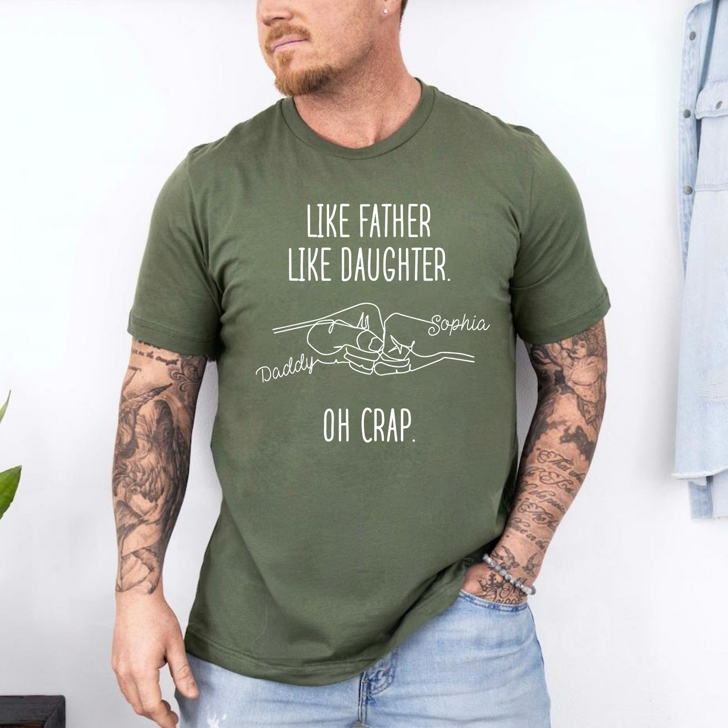 Vater-Tochter Faustgruß T-Shirt - Personalisiertes Geschenk