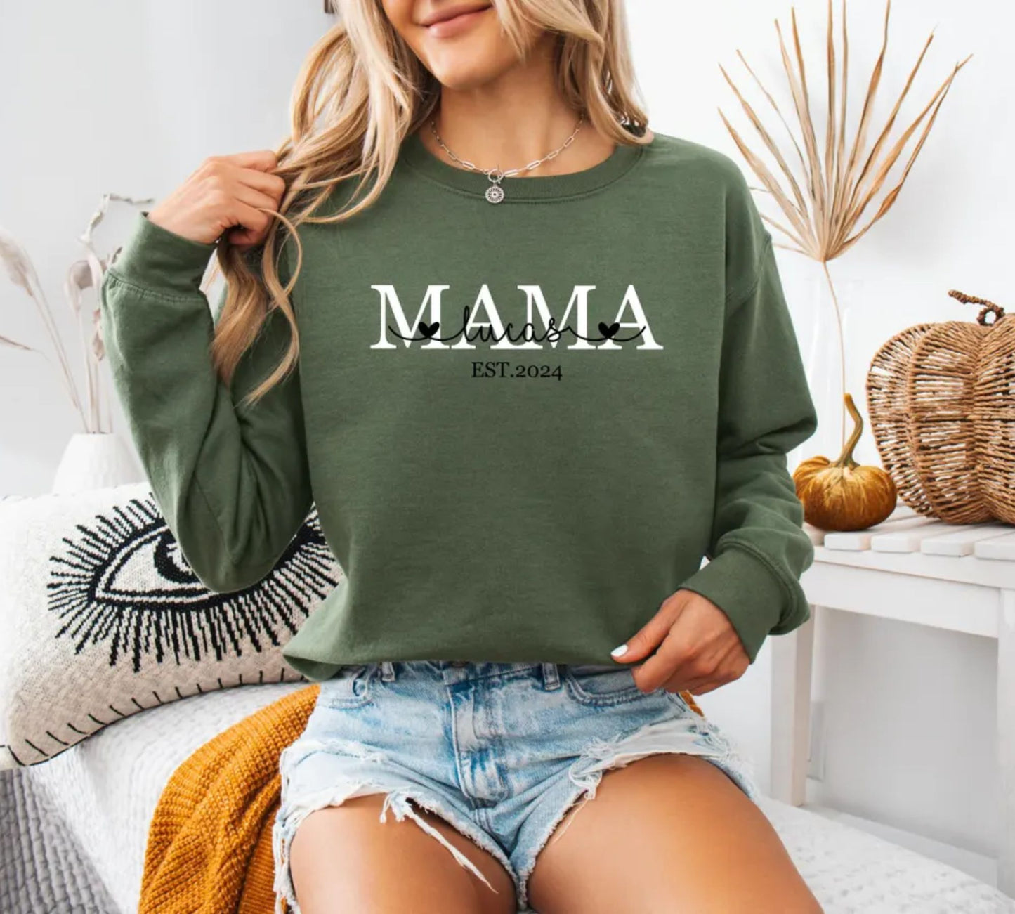 Personalisierter Mama-Hoodie Mit dem Namen und Geburtsjahr Ihres Kindes