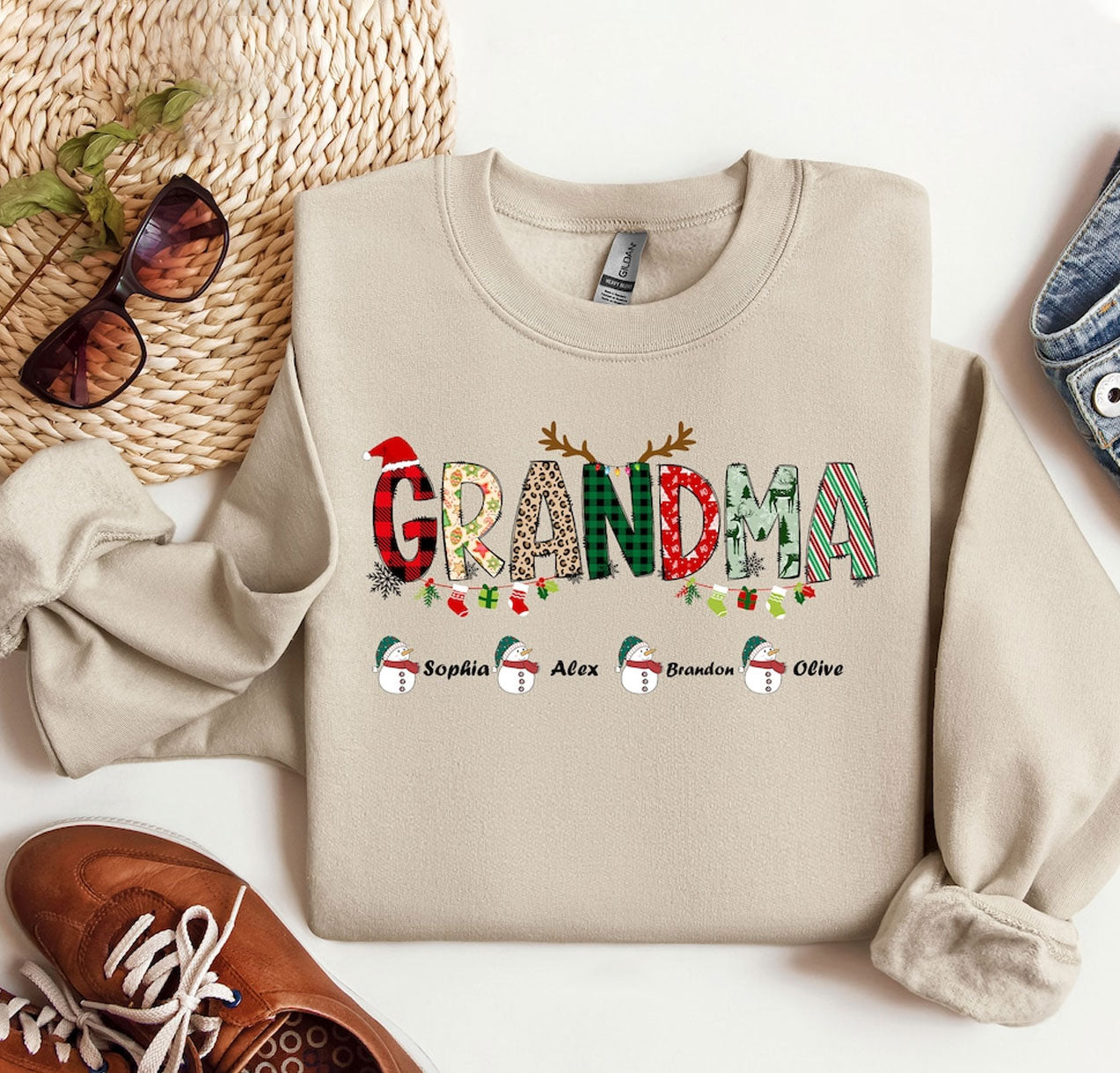 Personalisierter Oma Sweatshirt mit den Namen der Enkel