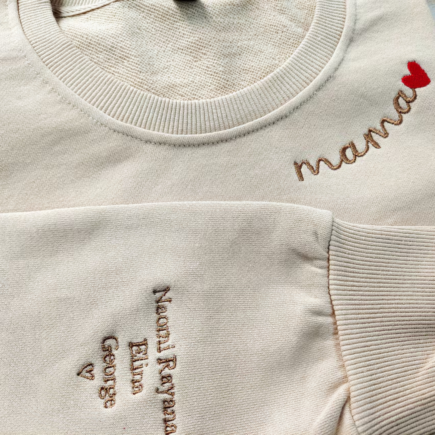 Custom Embroidered Mama Love Sweatshirt - Cherished Names Mother’s Day Tribute
