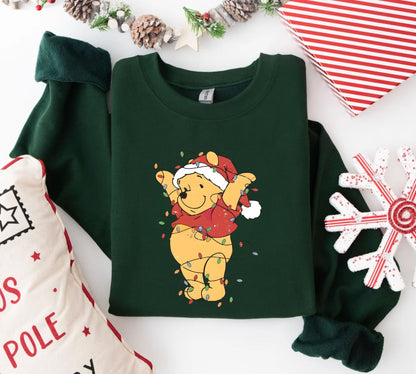 Winnie Puuh Weihnachtlichter Sweatshirt - Weihnachtsgeschenk für Damen