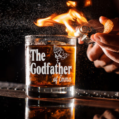 Personalisierte "The Godfather" Whiskeyglas, Besonderes Geschenk für Paten, Geschenk für Vater