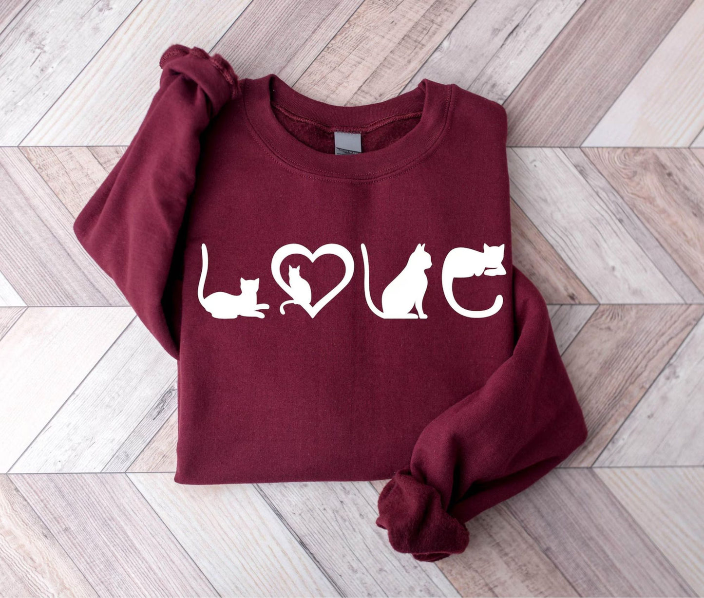 Schwarzes Katzen-Sweatshirt, Geschenk für Katzenliebhaber