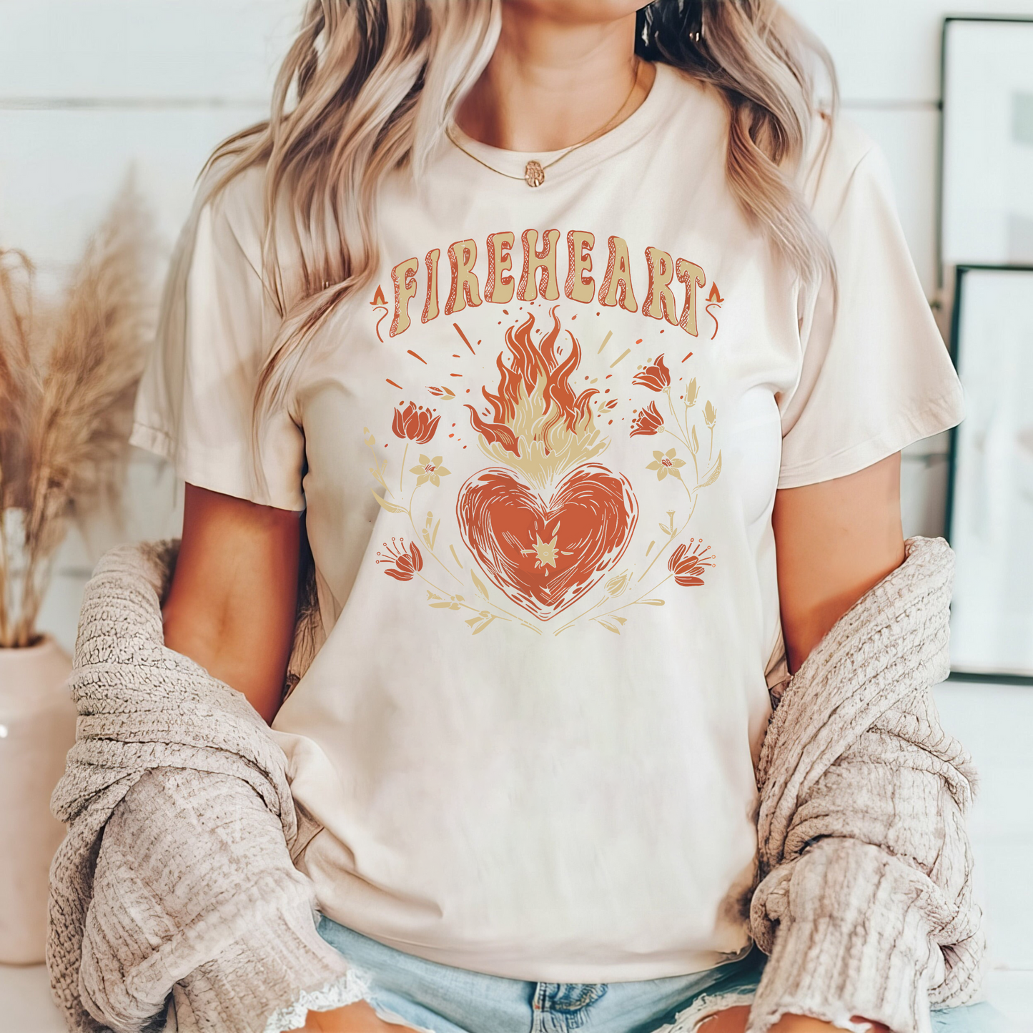 Vintage Feuer-Herz T-Shirt - Geschenk für Unbeugsame