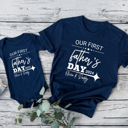 Unser Erster Vatertag - Personalisiertes T-Shirt und Body, Vatertagsgeschenk