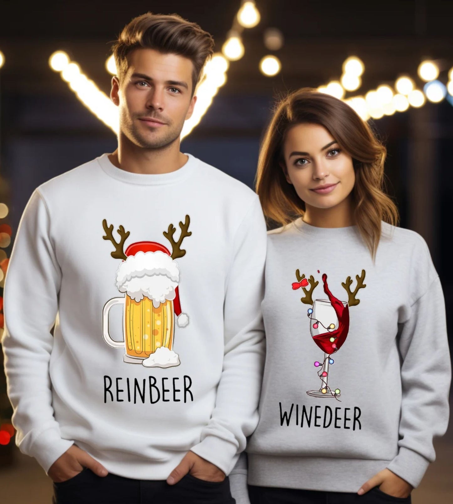 Winedeer Reinbeer Sweatshirts, Lustiges Weihnachtsgeschenk für Paare