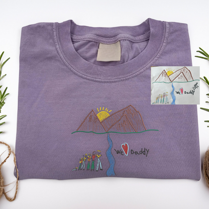 Child's Drawing Transformed into Embroidery – Personalized Family Gift