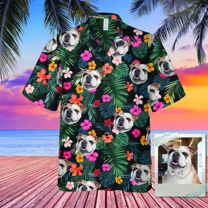 Personalisiertes Foto Hawaiihemd, Gesichtsurlaub Tropisches Musterhemd für Männer und Frauen