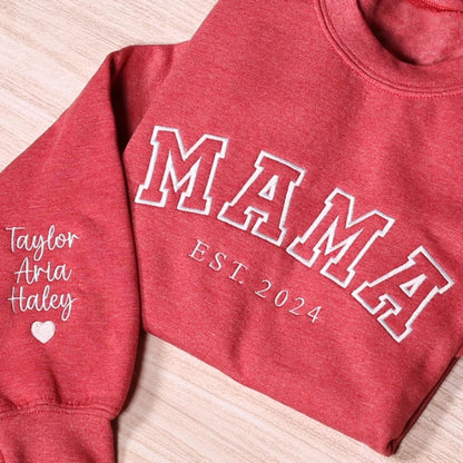 Individuell besticktes Mama Sweatshirt mit Namen, Personalisierter Mama Hoodie