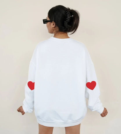 Valentins-Sweatshirt, Herz-Ellenbogenpatch, Liebe-Herz-Sweatshirt