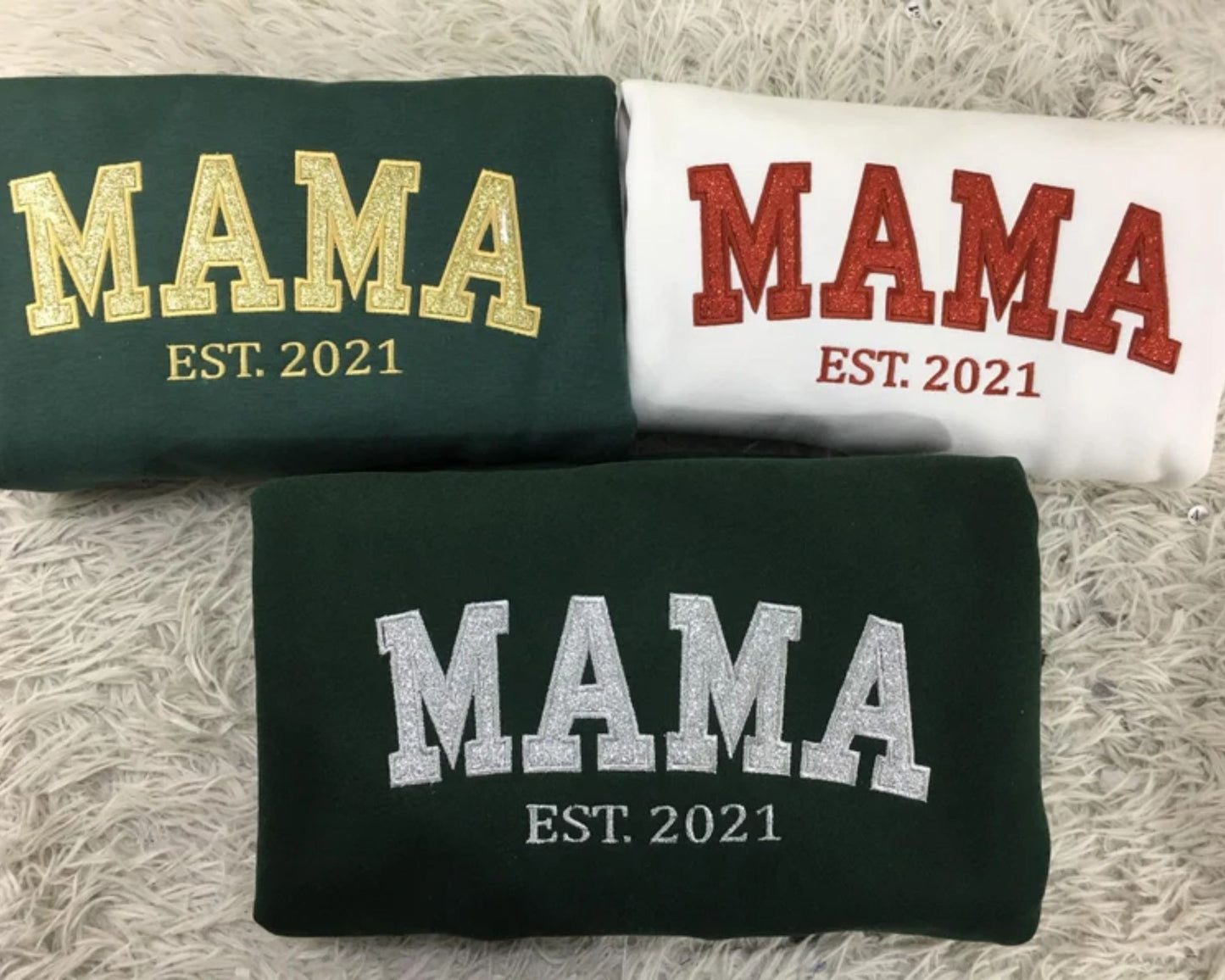 Personalisierter Bestickter Mama Glitzer Sweatshirt - Besticktes Mama Shirt mit Namen der Kinder