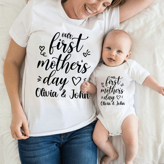 Personalized Our First Mothers Day Shirt, Mommy and Me Matching Shirt