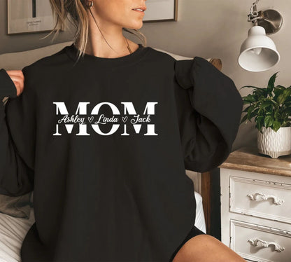 Personalisierter Mama-Sweatshirt mit Namen der Kinder, Individueller Mama-Sweatshirt