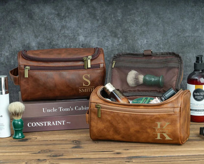 Personalisierte Herren-Leder-Kulturtasche – Geschenk für Ihn
