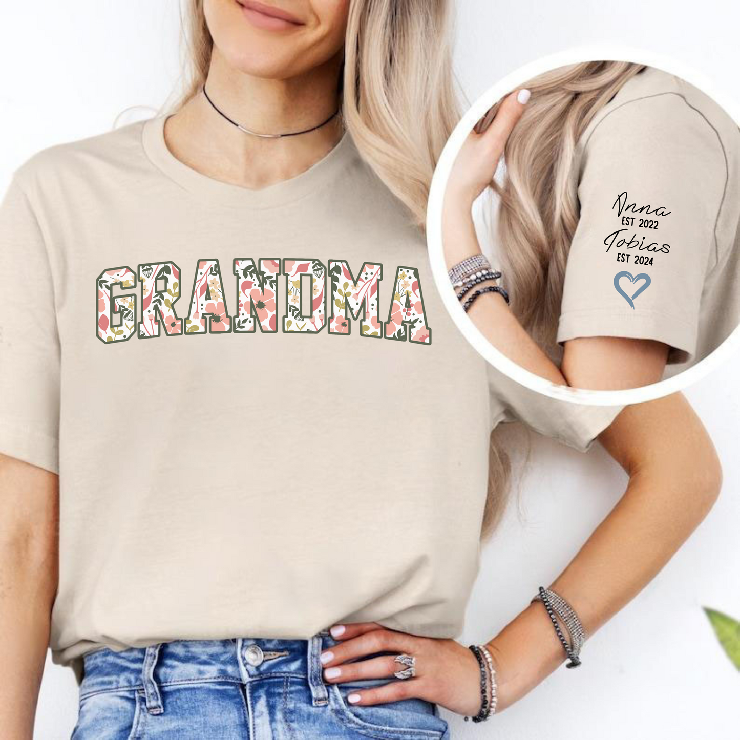 Floral Oma Sweatshirt – Personalized with Grandkids’ Names and Dates