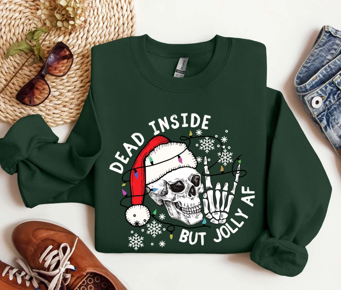 Dead Inside But Jolly AF Sweatshirt, Funny Christmas Sweatshirt