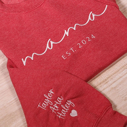 Individuell besticktes Mama Sweatshirt mit Kindernamen