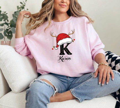 Personalisiertes Familien-Weihnachtsshirt mit Namen – Individuell monogrammiertes Familien-Weihnachtssweatshirt