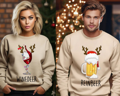 Winedeer Reinbeer Sweatshirts, Lustiges Weihnachtsgeschenk für Paare