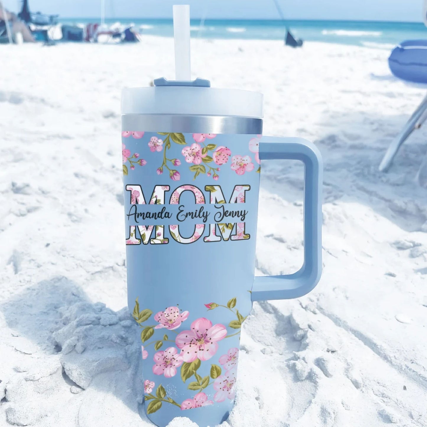 Personalized Mom Tumbler 40oz, Custom Mom Tumbler with Kid Names