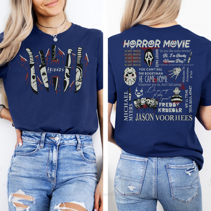 Retro Gruselfiguren Halloween Shirt für Horrorfilm Fans