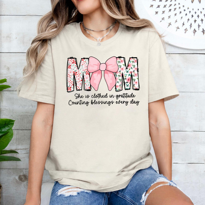 Clothed in Gratitude – Empowering Religious Quote for Moms