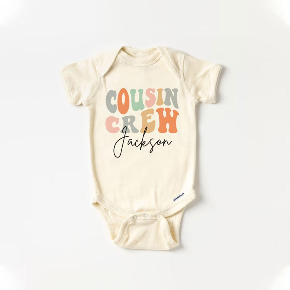 Personalisiertes Groovy Cousin Crew Kinder Shirt - Retro individuell abgestimmte Cousins Shirts