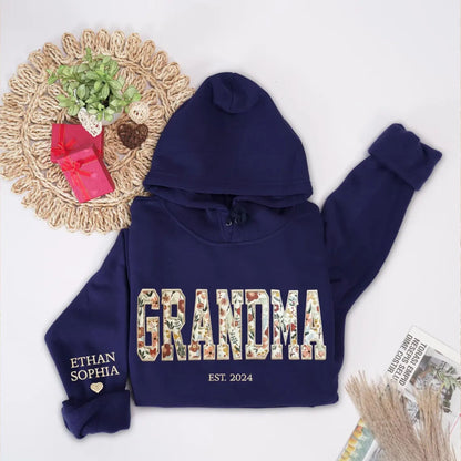 Besticktes Sweatshirt mit Blumenmotiv für Oma, Geschenk für Großmutter