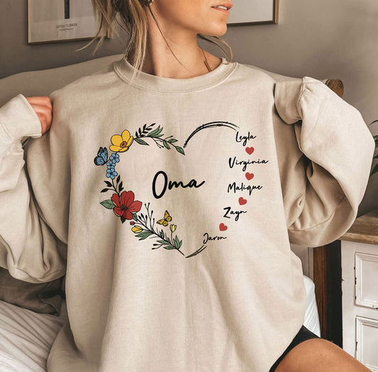 Personalisiertes Oma Sweatshirt - Oma Geschenk mit den Namen der Enkelkinder