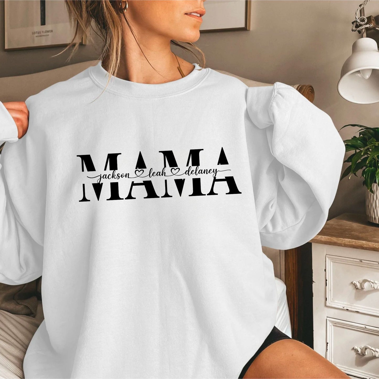 Personalisiertes Mama-Sweatshirt mit Kindernamen, Muttertagsgeschenk für Mama