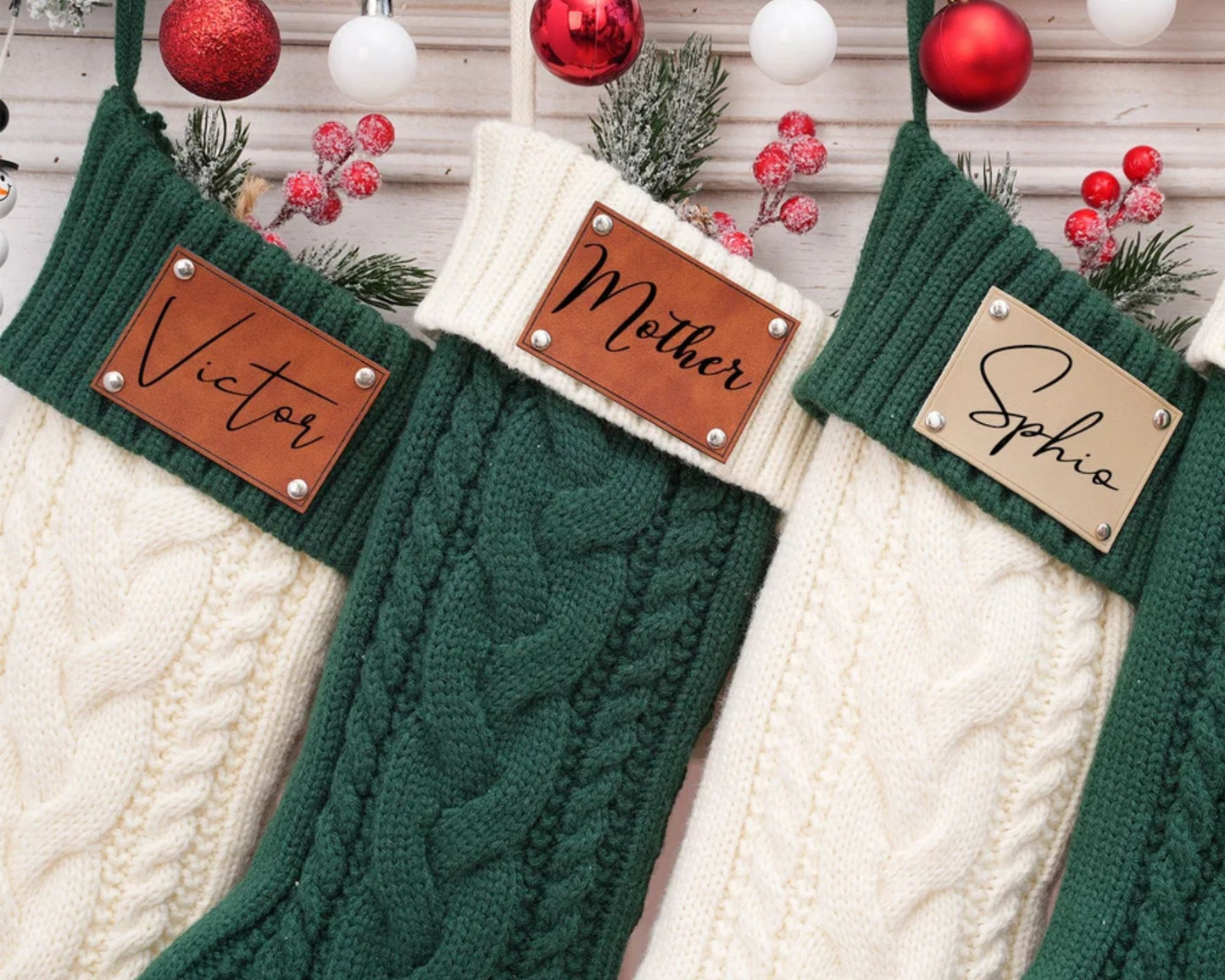 Familiengestrickte Weihnachtsstrümpfe, Personalisierte gestrickte Weihnachtsstrümpfe, Weihnachtsgeschenke