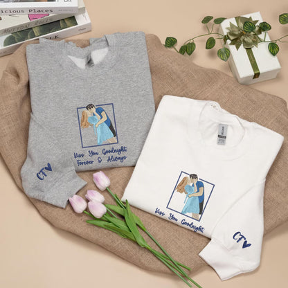 Personalisierter bestickter Porträt-Sweatshirt - Individuell gestalteter Foto-Hoodie
